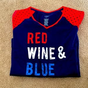 Red wine and blue tshirt size L